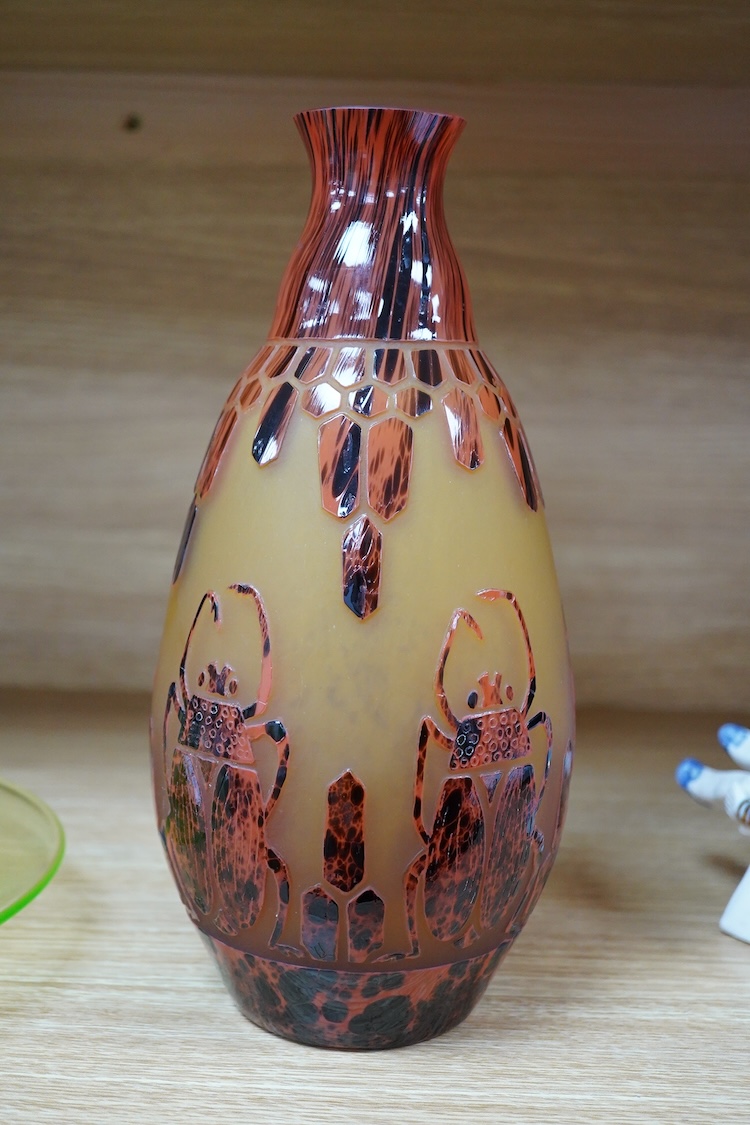 An Art Deco ‘Charder’ vase by Charles Schneider for Le Verre Francais, 27cm high